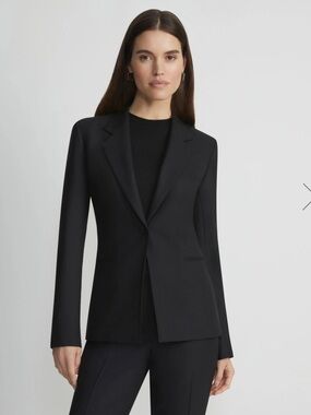 Lafayette 148 New York RESPONSIBLE STRETCH WOOL SINGLE BUTTON BLAZER Black 10